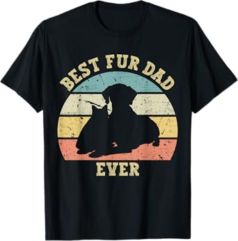 Mens Funny Best Fur Dad Ever Vintage Retro Dog Cat Owner T-Shirt