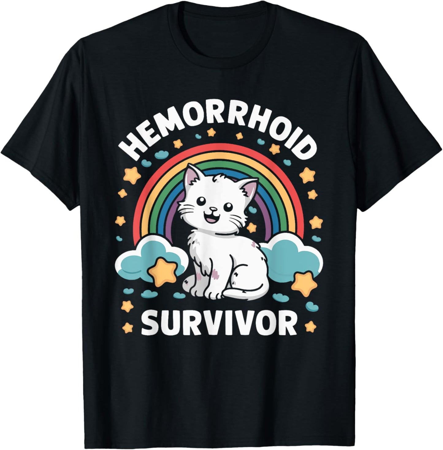 Hemorrhoid Survivor Cat T-Shirt, Small, Black