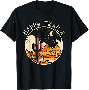 Happy Desert Vibes Trails Cactus Graphic T-Shirt