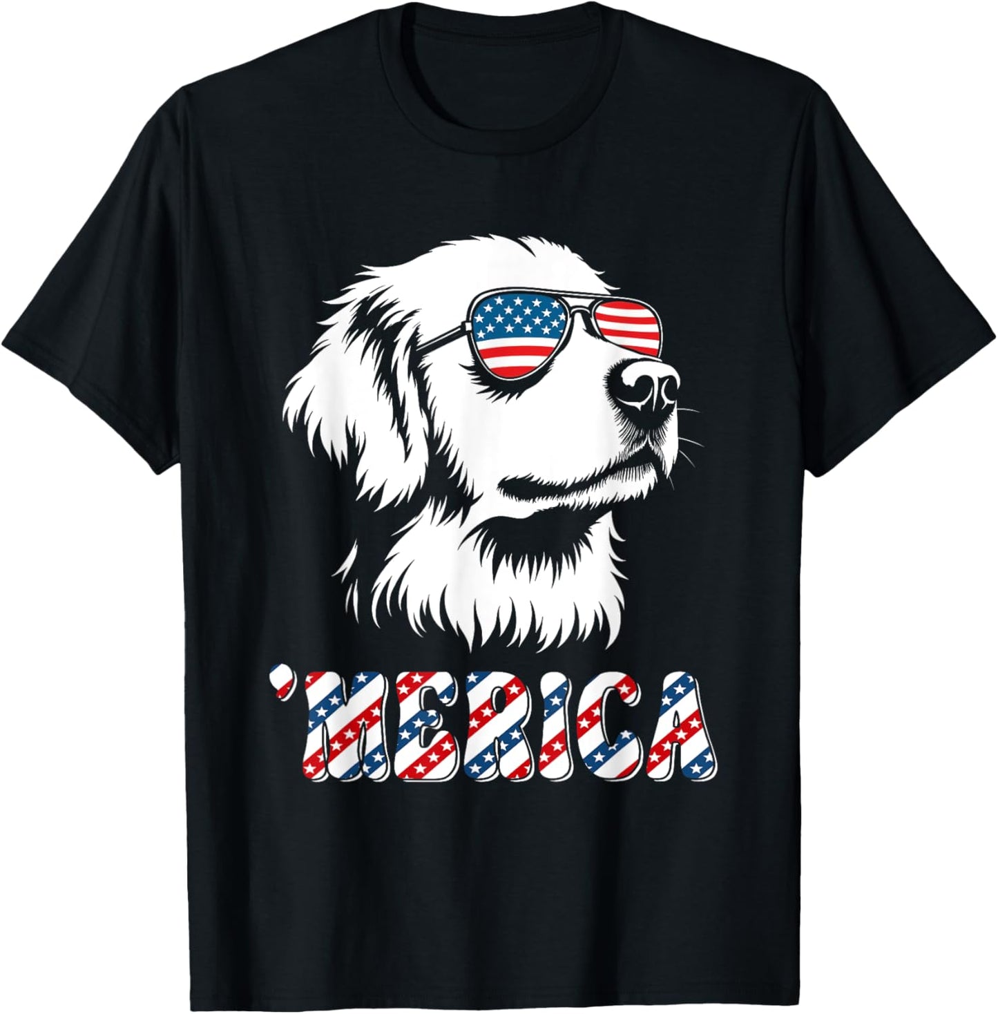 Patriotic Golden Retriever Dog Merica Us Flag 4th Of July T-Shirt