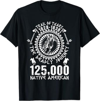 Trail Of Tears Deadly Journey Native American Unisex-Adults T-Shirt, Black, Small, Short Sleeve, Classic Fit, Native American History T-Shirt