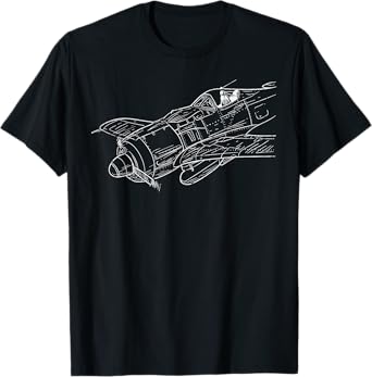 Plane Sketch Vintage Aircraft Aviation Pilot Aviator Gift T-Shirt