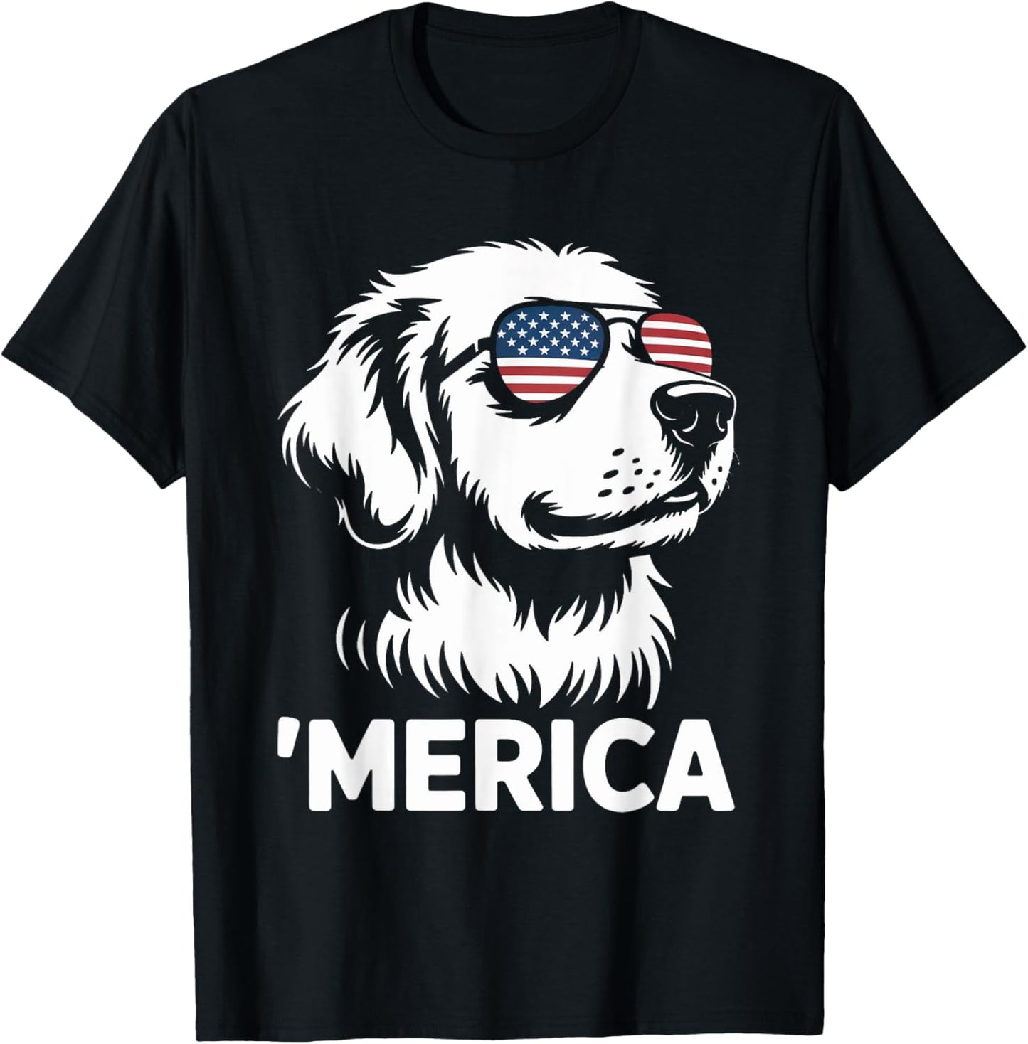 Golden Retriever 4th Of July Merica Patriotic American Flag T-Shirt