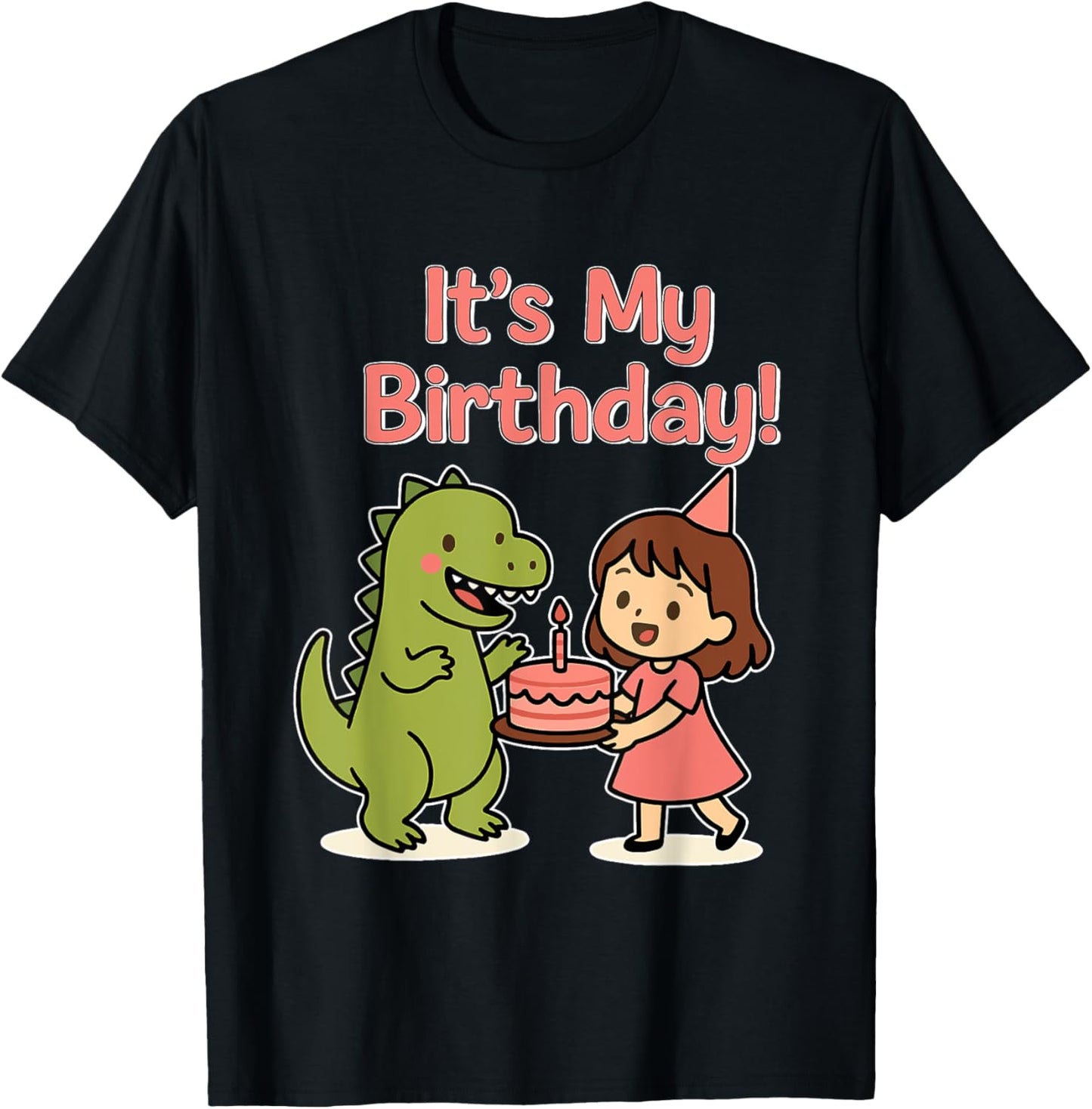 It's My Birthday Cute Girl And Dinosaur Kids T-Shirt
