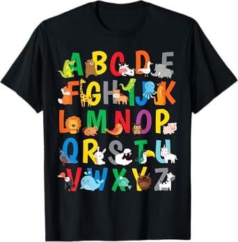 Kids Zoo Animal Alphabet Shirt ABCs Learning for Boys Girls T-Shirt