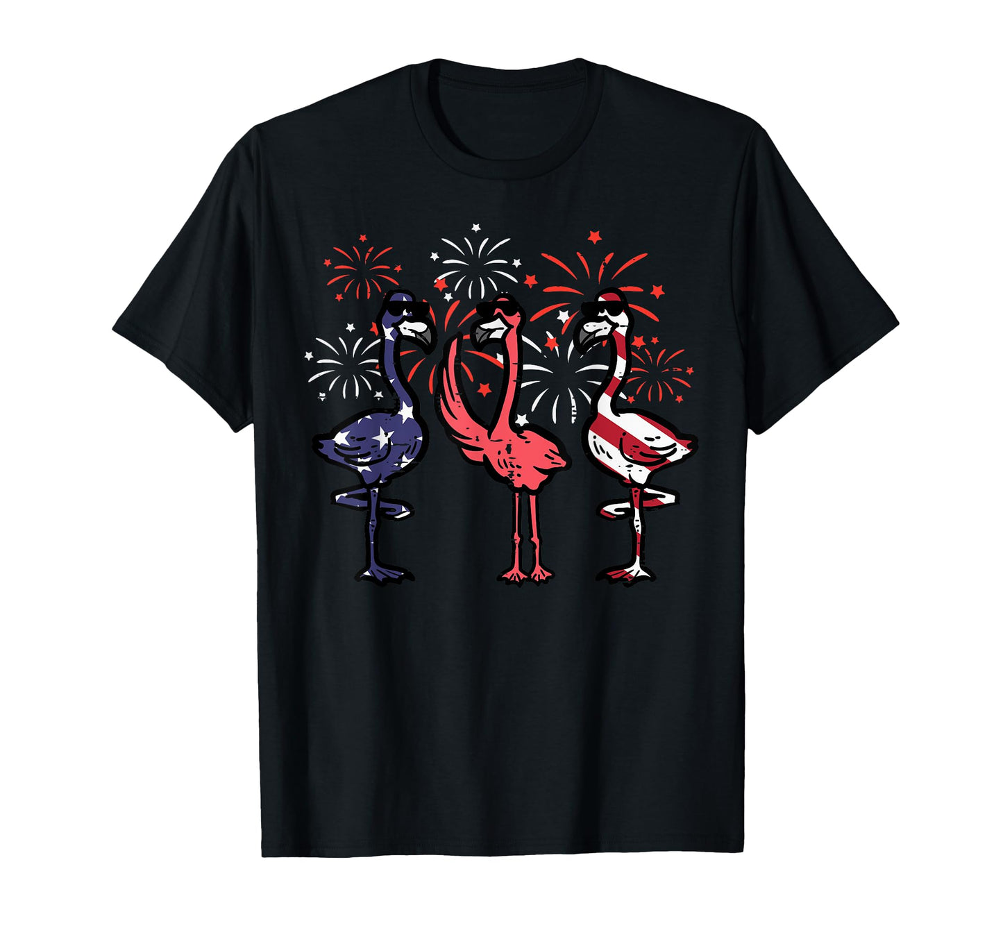 4th July American Flamingos US Flag Patriotic Men Women Kids T-Shirt