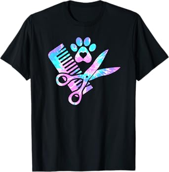 Dog Groomer Tie Dye Dog groomers for Women Matching team T-Shirt