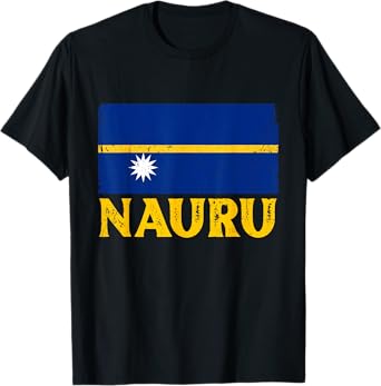 Distressed Retro Nauru Flag Men Women Kids Patriotic T-Shirt