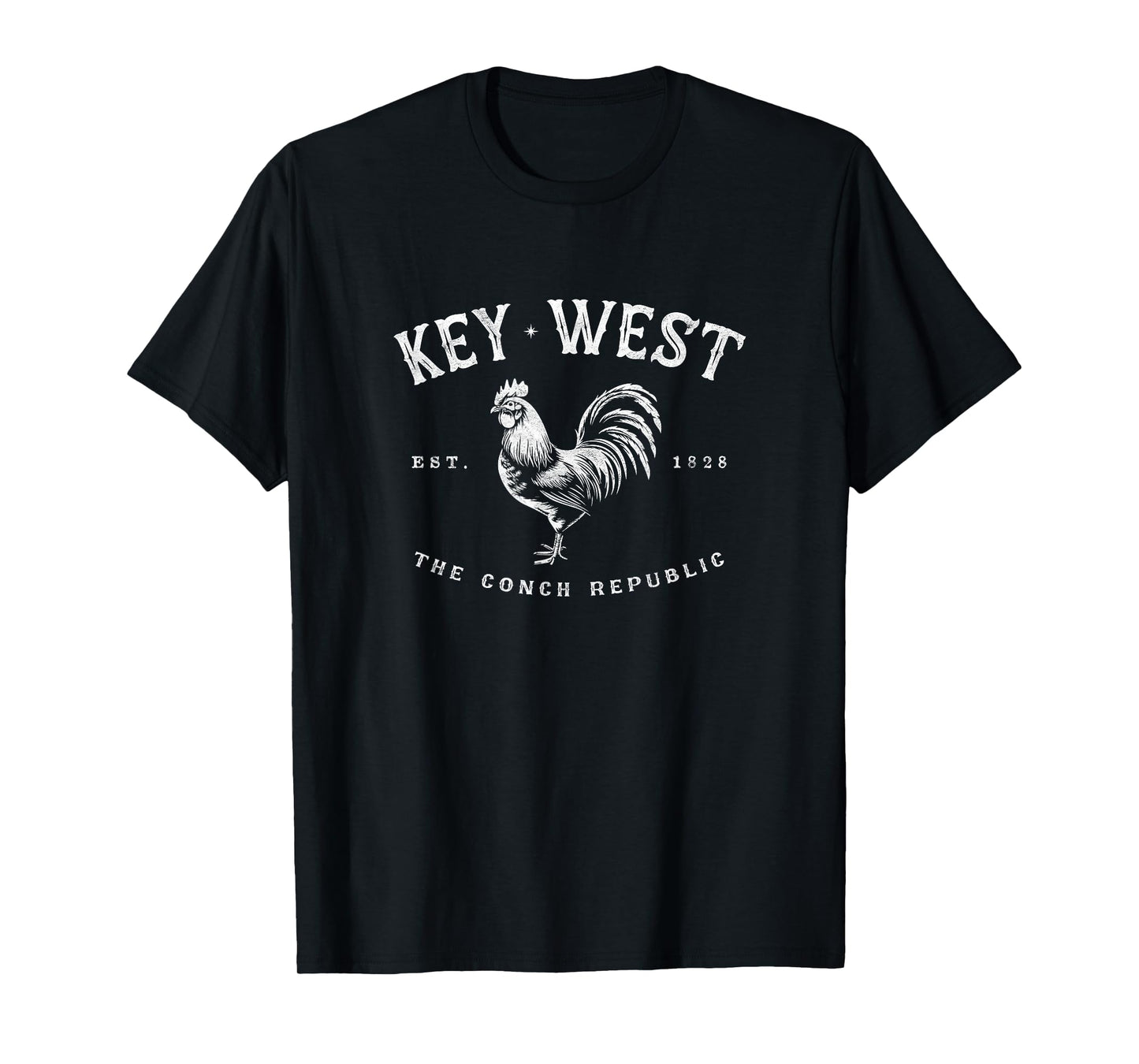 Funny Key West Rooster Chicken Sunrise Fishing Surfing Scuba T-Shirt