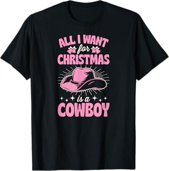 Cute Matching Family Merry Christmas Party Supply Women's 3X-Large Black Crew Neck Short Sleeve Cotton 60% Polyester 40% Holiday Themed Cowboy T-Shirt