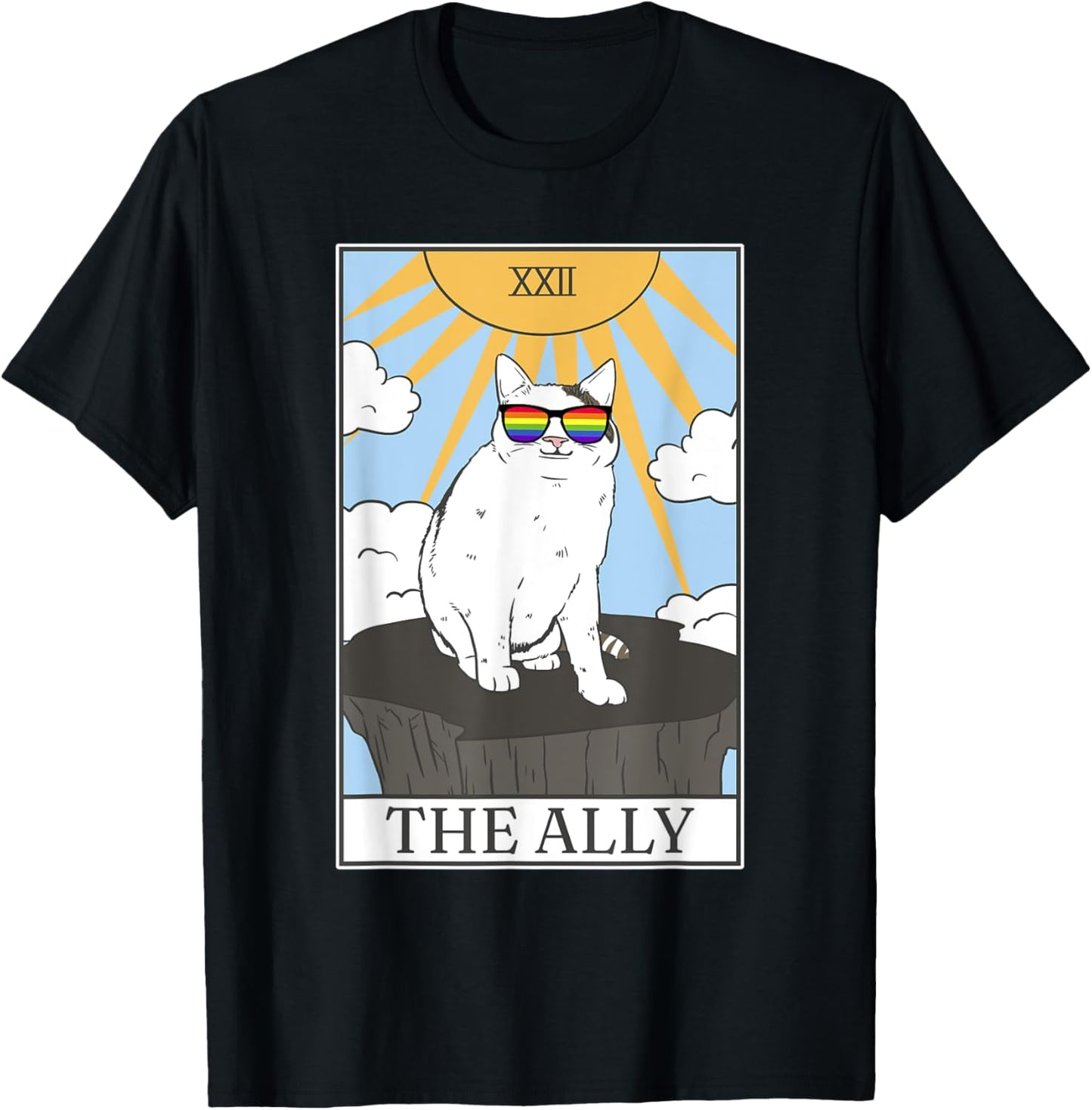 Gay Pride Pride Sunglasses Ally Cat Tarot Card T-Shirt