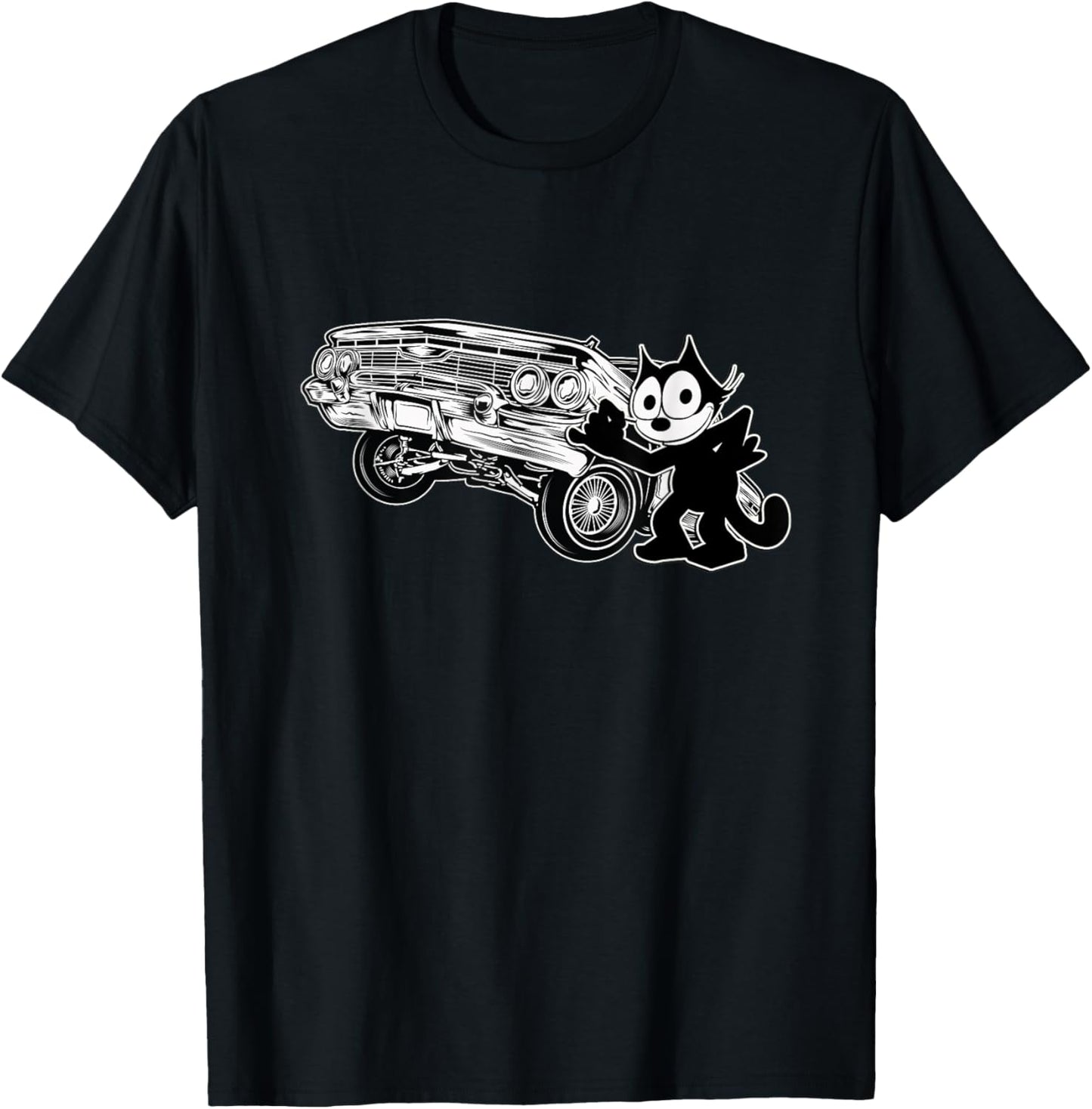 Felix Cat Cartoon Lowrider Hydraulic Bounce Tilt Car Club T-Shirt