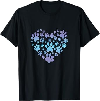 Paw Print Heartbeat T-Shirt Love Dogs T-Shirt