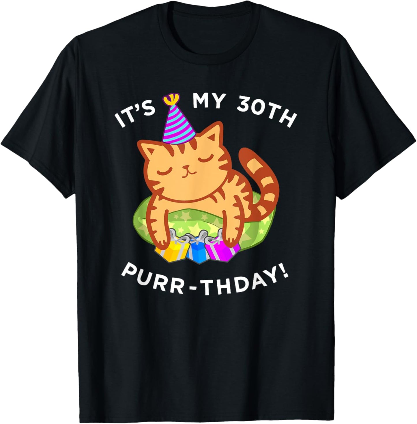 Fun 3oth Birthday Cat T-Shirt, My 3oth Purrthday Kitten Tee