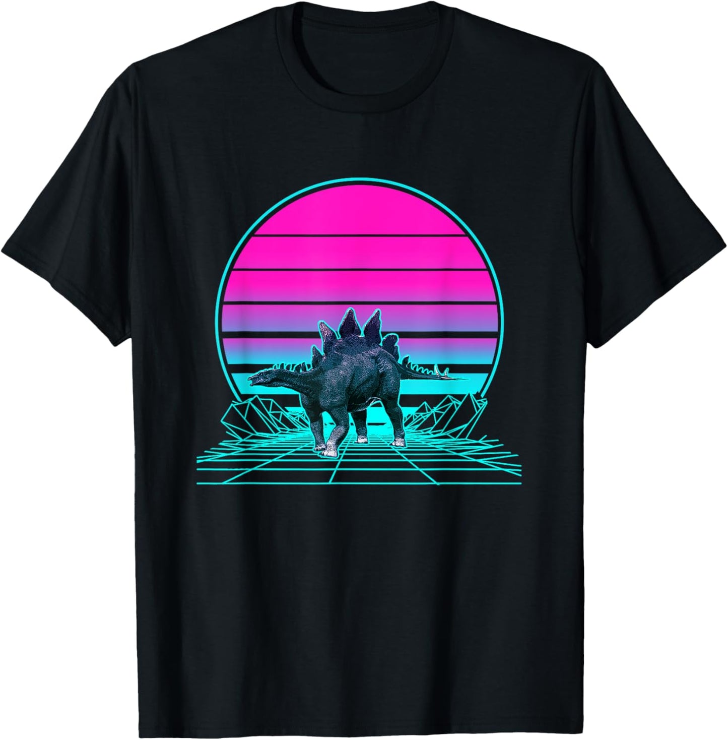 Vintage Retro Sunset Stegosaurus T-Shirt