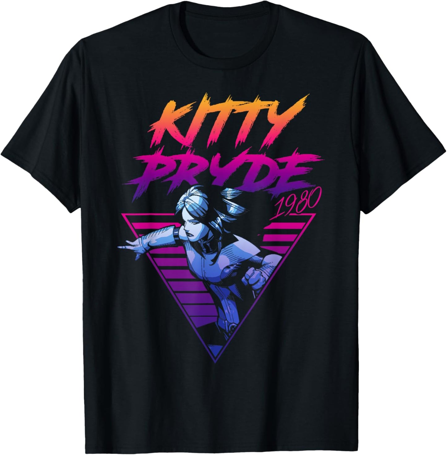 Marvel X-Men Kitty Pryde Retro Neon Triangle Graphic T-Shirt T-Shirt