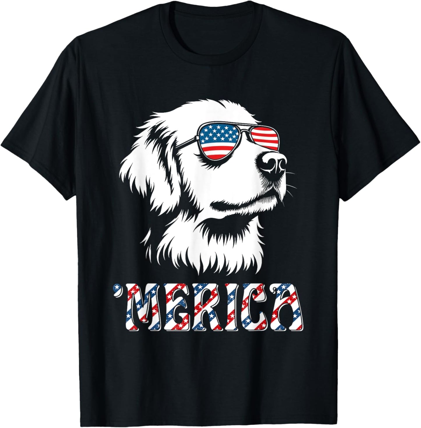 Patriotic Golden Retriever Dog Merica Us Flag 4th Of July T-Shirt
