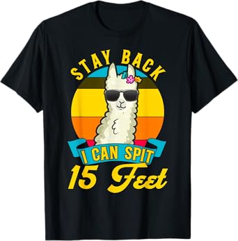 Cute Llama Lover Warning Careful Stay Back I Spit 15 Feet T-Shirt