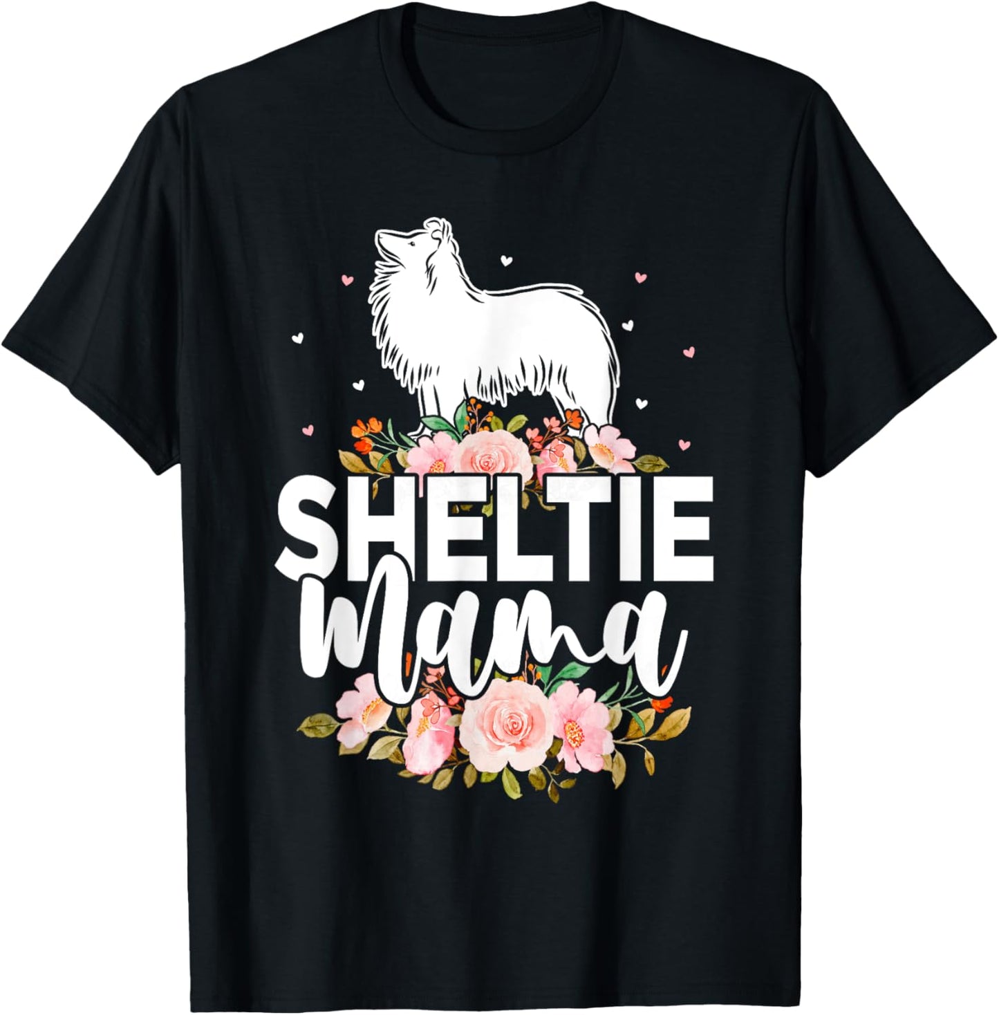Sheltie Dog Mama Silhouette Mom Mother's Day T-Shirt