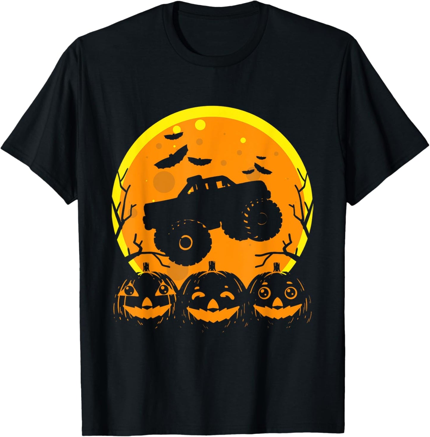 Monster truck Halloween Bat Pumpkin Costume Kids Boys T-Shirt