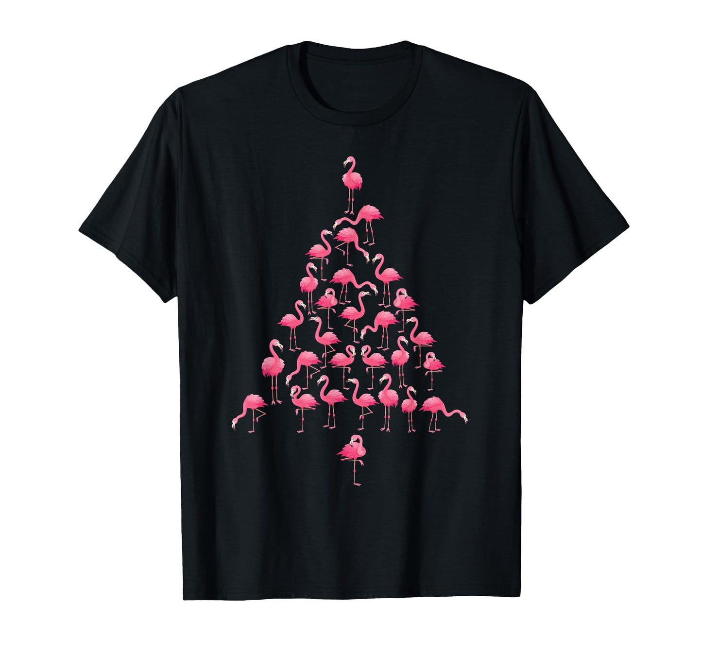 Funny Flamingo Christmas Tree Ornithologist Xmas Women Men T-Shirt
