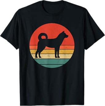 Korean Jindo Vintage Dog Silhouette Retro 70s Cute Dogs Gift T-Shirt for Men Women Kids