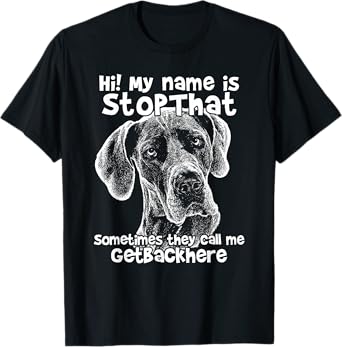 Hi My Name Is StopThat Funny Great Dane Shirt T-Shirt
