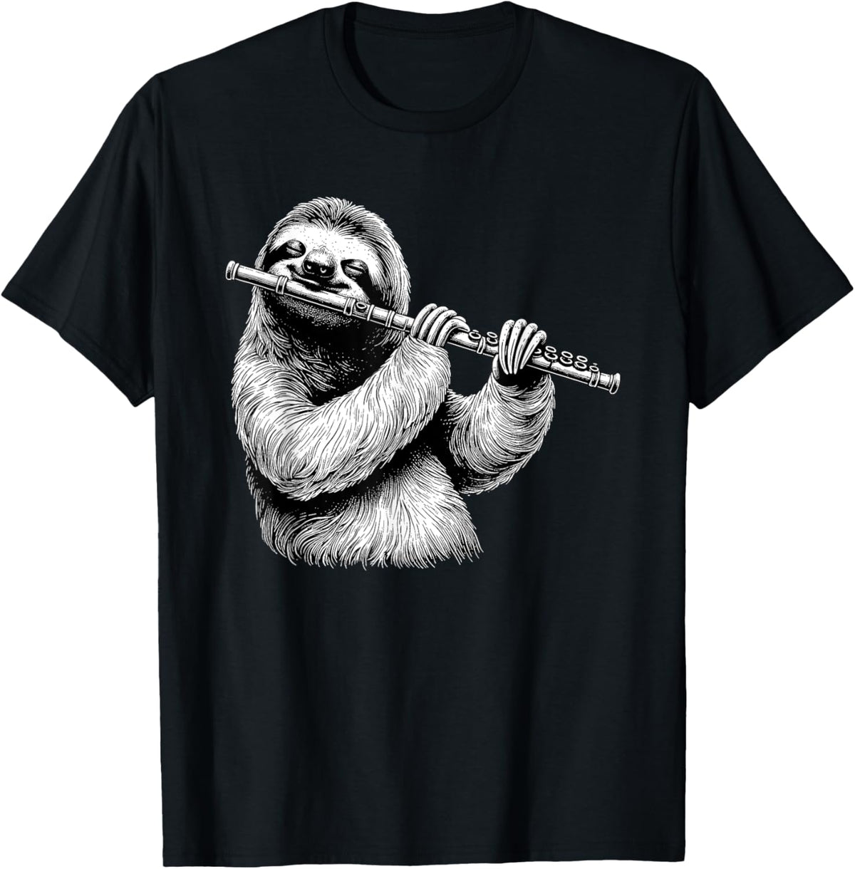 Sloth Playing Flute Flutist Player Instrument Musician T-Shirt