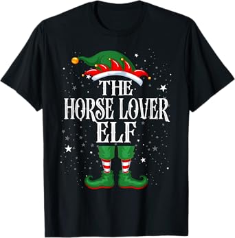 Christmas Elf Matching Family Group Funny Horse Lover Elf T-Shirt