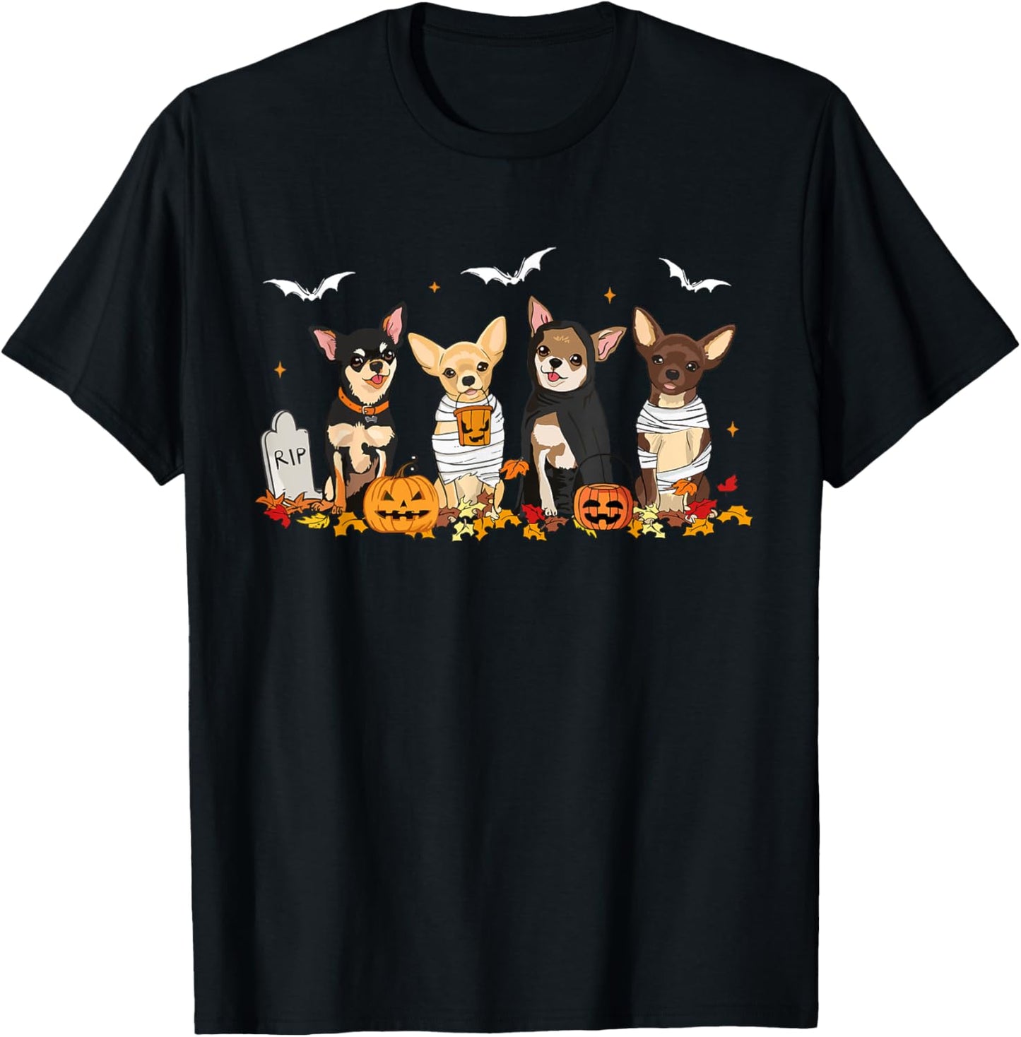 Funny Pumpkin Ghost Chihuahua Halloween Chihuahua Dog Mom T-Shirt