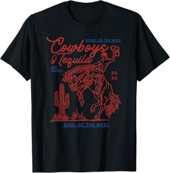 Texas Cowboys And Tequila Vintage Country Rodeo T-Shirt