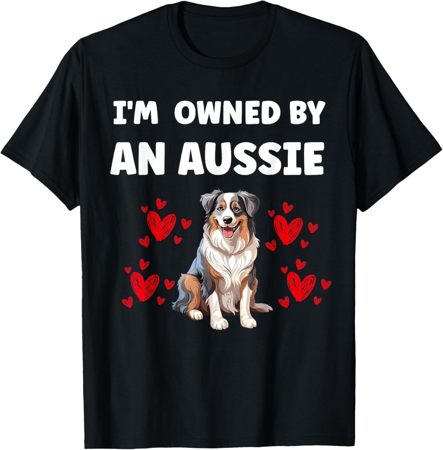 Australian Shepherd T-Shirt - Unisex-Adults, Black, Small, Short Sleeve