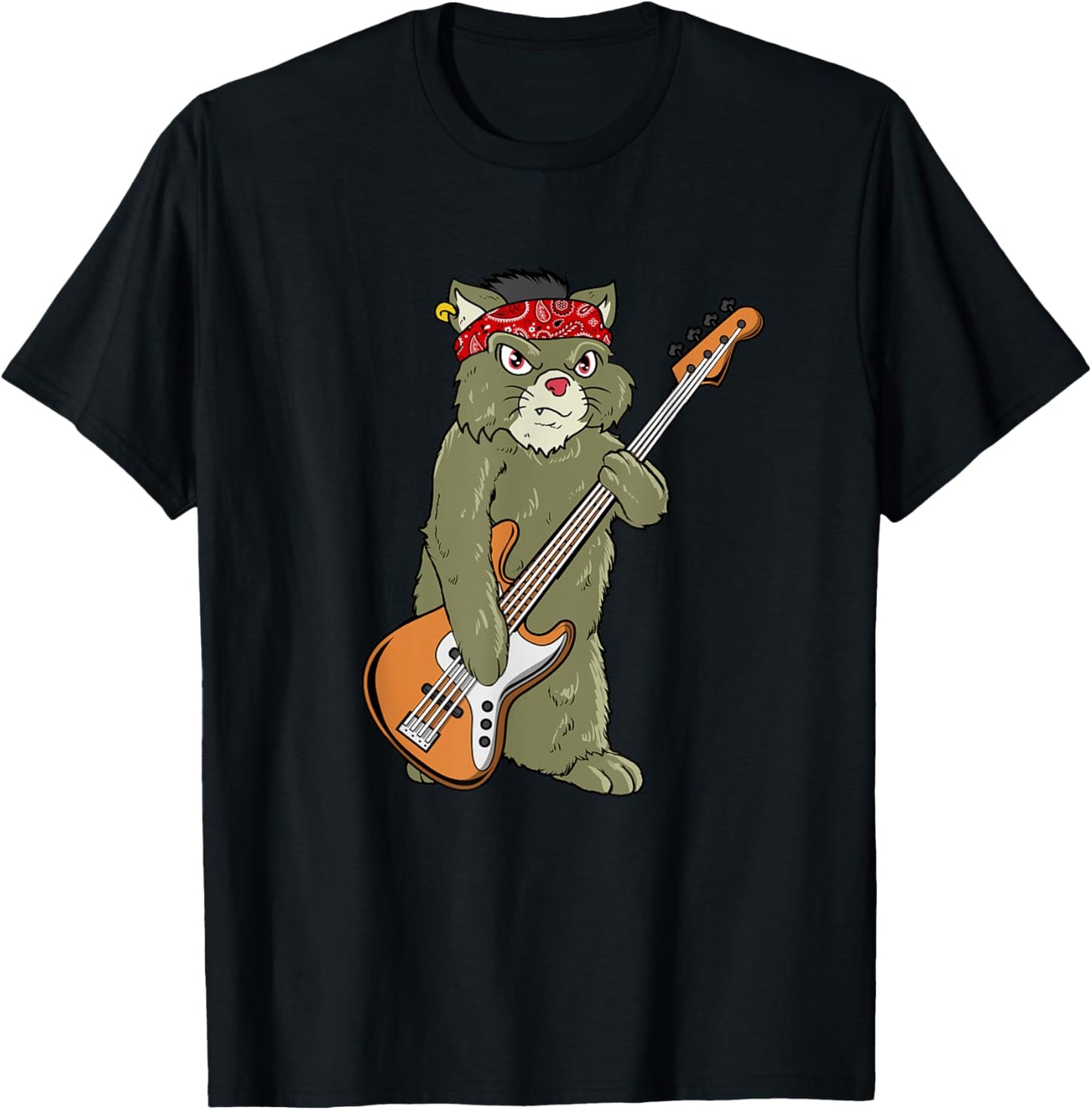 Cool Rock Cat Bass Guitar - Bassist Bass Player T-Shirt