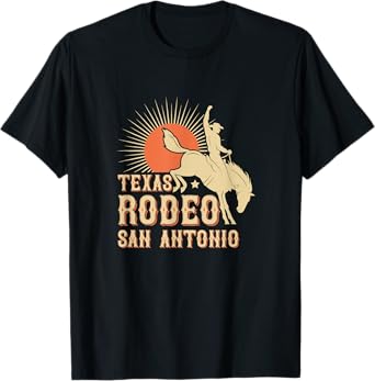 Rodeo Cowboy and Bull Riders Souvenir Supply Co. San Antonio Texas Retro Western Rodeo T-Shirt