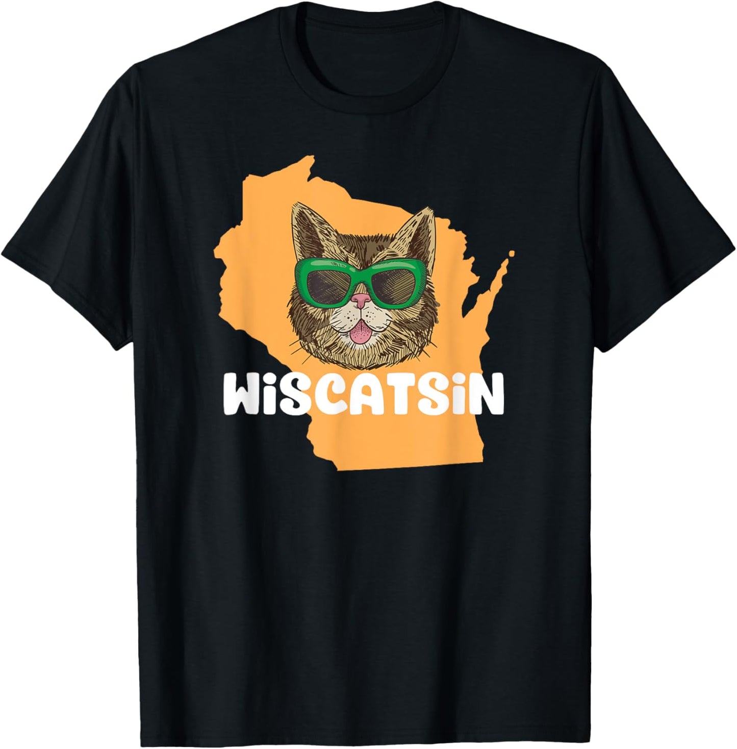 Wiscatsin (Wisconsin) T-Shirt - Funny City State Cat Pun T-Shirt