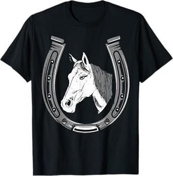 Horse Riding - Horse Head With Horseshoe T-Shirt