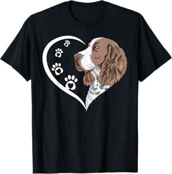 English Springer Spaniel Shirts For Women Girls Kids Heart T-Shirt