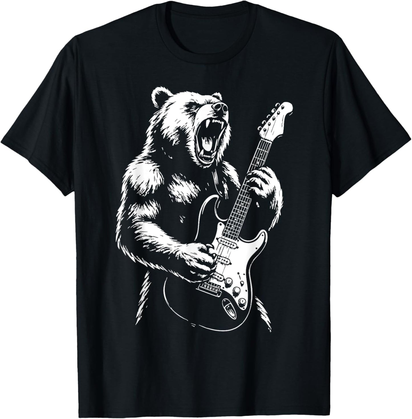 Rock Bear Playing Guitar - Funny Guitar Bear Music T-Shirt