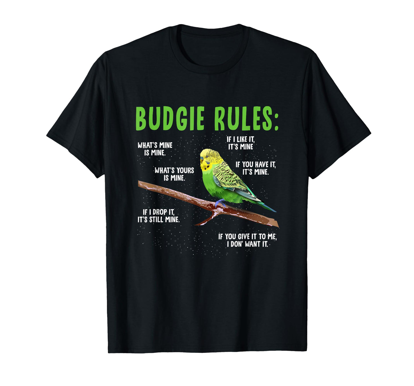 Budgie Rules Budgie Lover Parakeet Bird Budgerigar Parrots T-Shirt