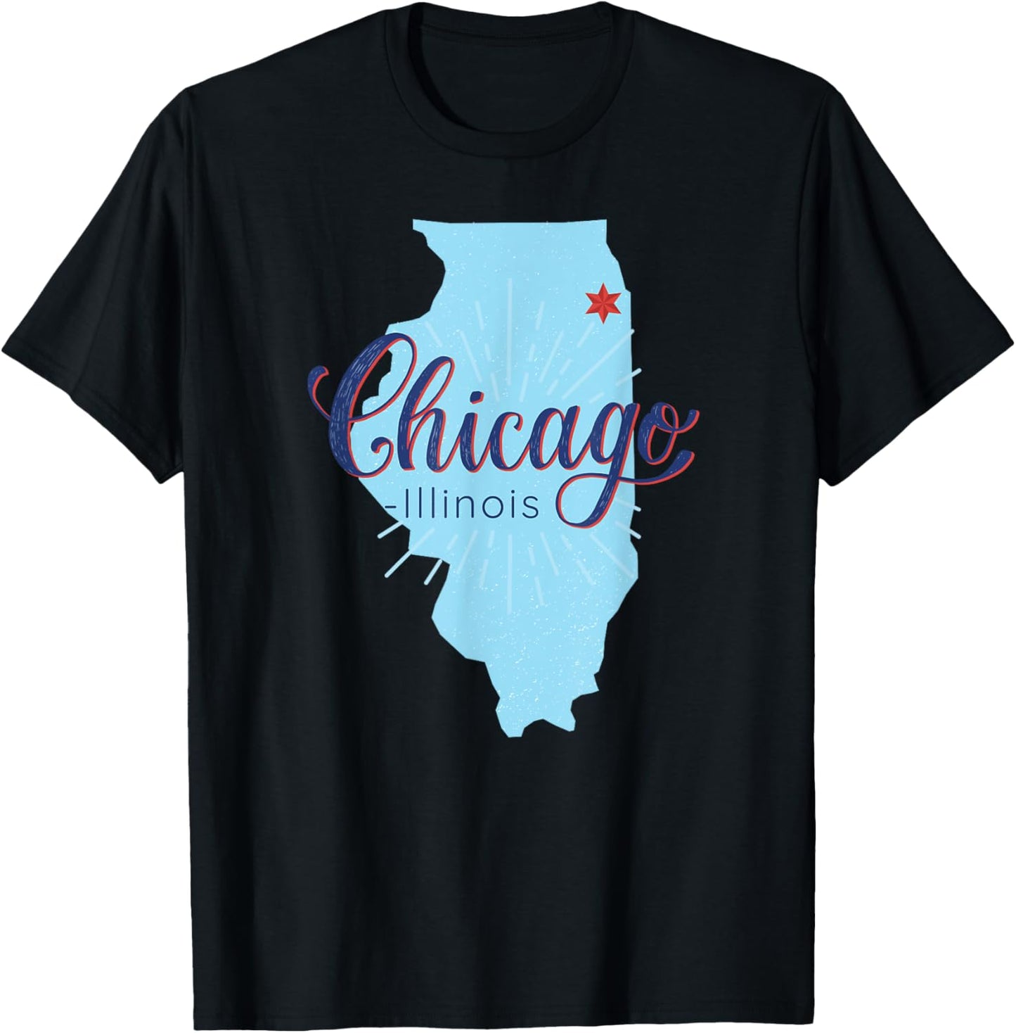 Chicago Illinois - State Map Flag Pride Souvenir T-Shirt