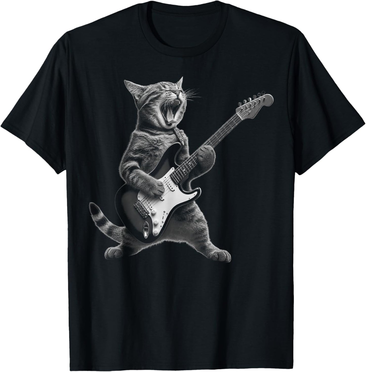 Cat Playing Guitar Rock Star Rock and Roll For Men Women Kid T-Shirt