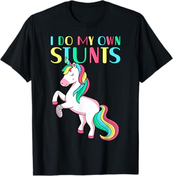 Funny I Do My Own Stunts Broken Arm Cute Magical Unicorn T-Shirt