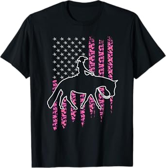 Western Pleasure Riding Design for Women | Patriotic Horse T-Shirt