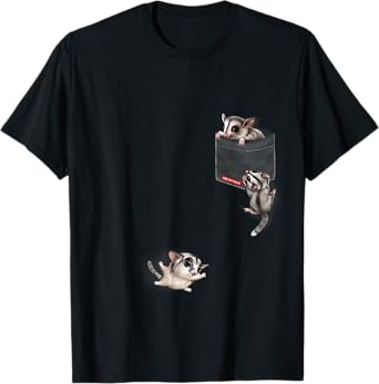 Happy Sugar Gliders Playing Around a Cute Pocket T-Shirt