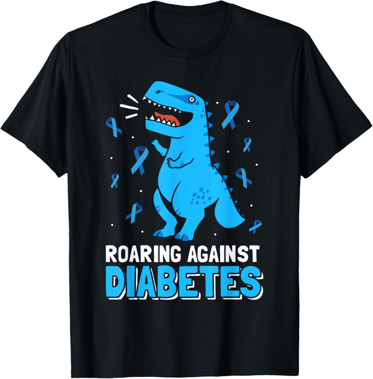 Roaring Against Diabetes Dinosaur T-Rex Diabetes Awareness T-Shirt