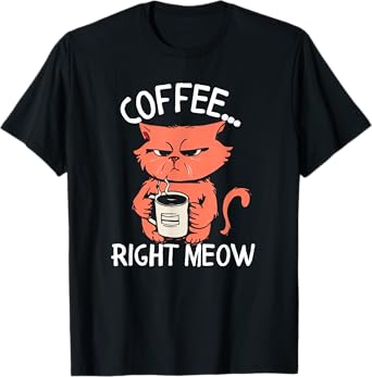 Coffee Right Meow Funny Cat Coffee Lovers Saying Quote T-Shirt
