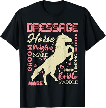 Horse Words Dressage Riding Rider Equestrian Men Women Kids T-Shirt