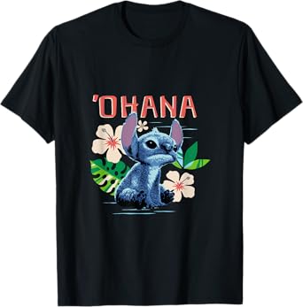 Disney Lilo & Stitch Ohana Sitting Stitch Cute Logo T-Shirt