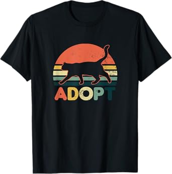 Cat Adoption Design Vintage Retro Sunset Adopt Gift Men Women T-Shirt