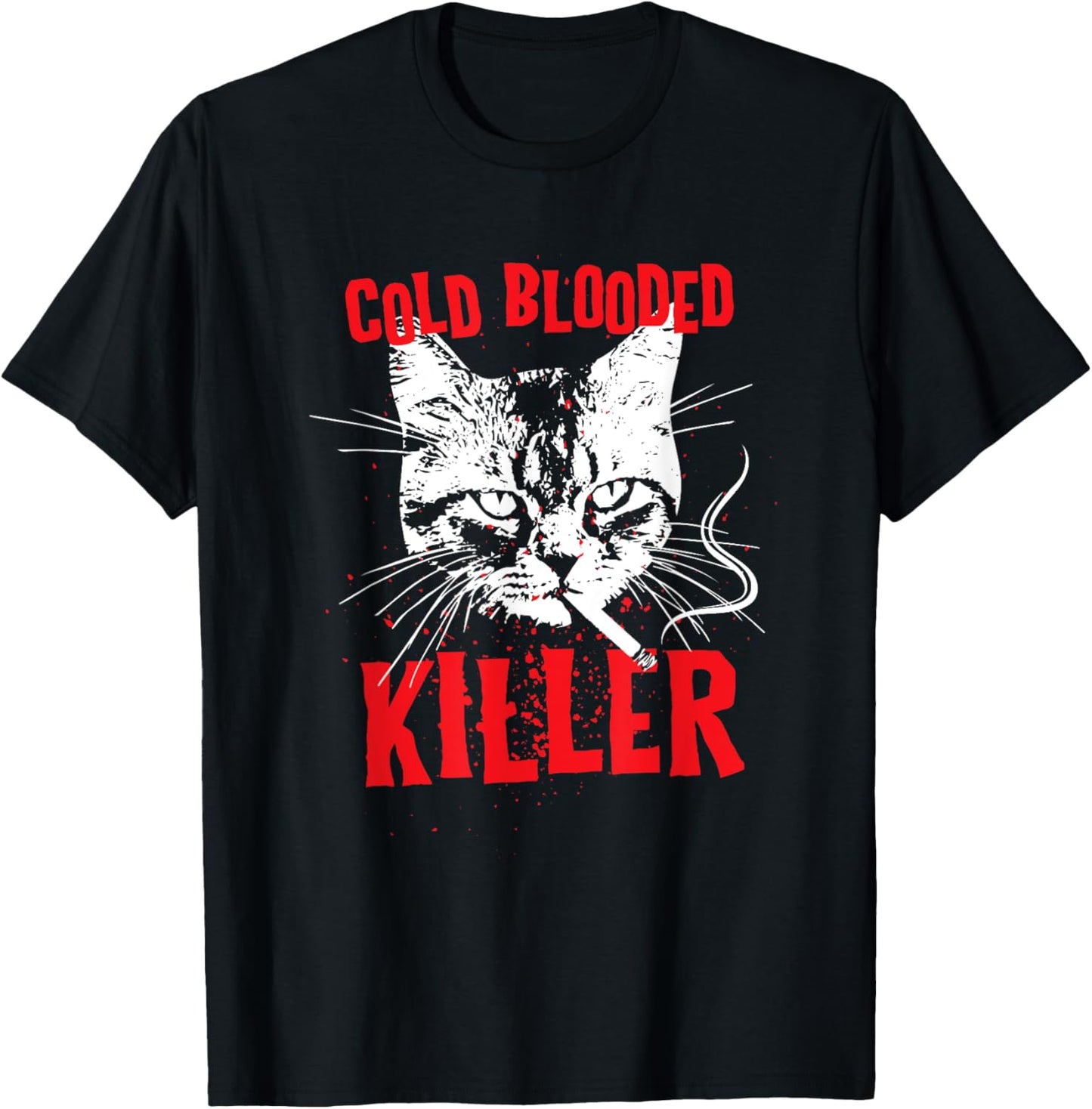 Cold Blooded Killer Cat Smoking Cigarette T-Shirt